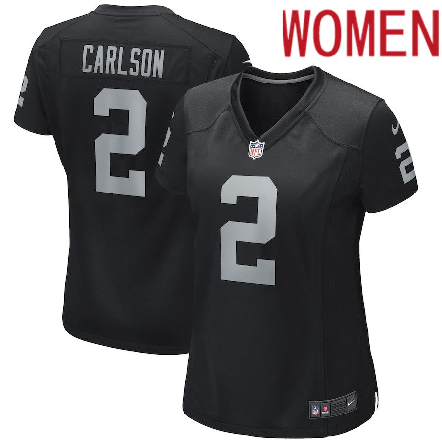 Women Oakland Raiders #2 Daniel Carlson Nike Black Player Game NFL Jersey->women nfl jersey->Women Jersey
